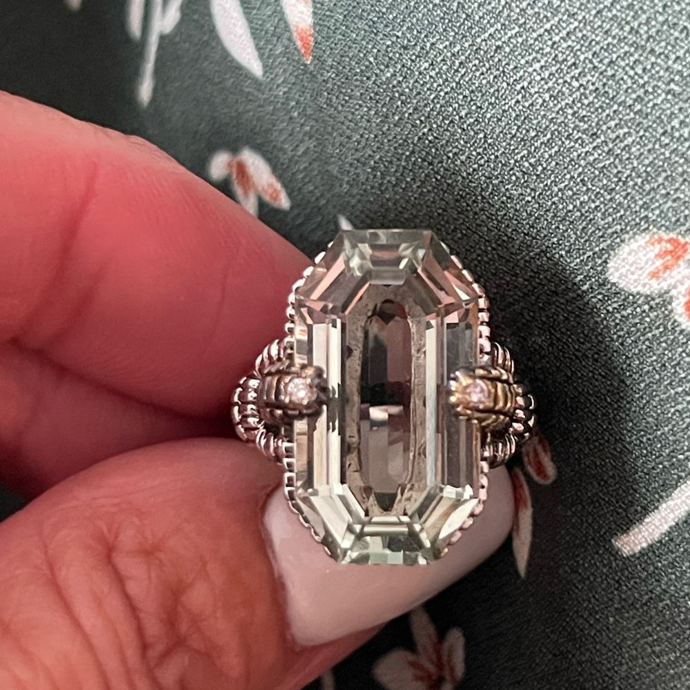 ❤️ Judith Ripka JR TWO 18K 925 Green Prasiolite (Green Amethyst) Diamond Ring - Picture 13 of 13